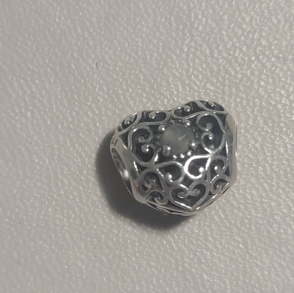 Authentic Pandora heart openwork charm (June)